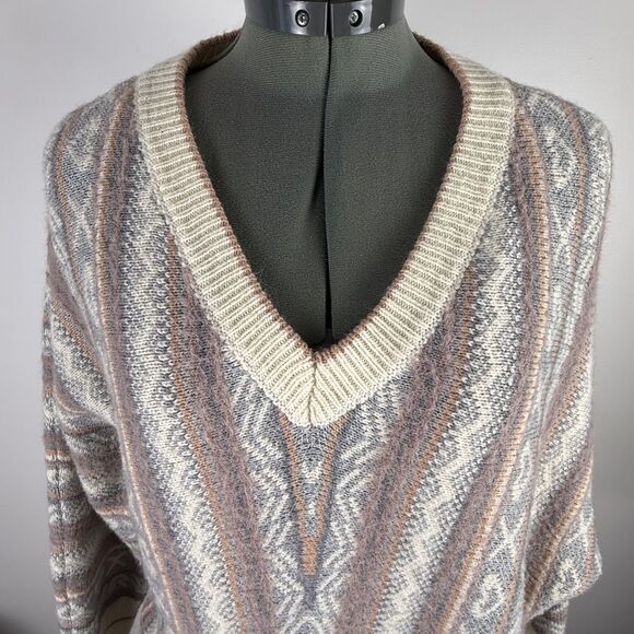 POL Oversized Knit Sweater M | Aztec Pattern Boho Slouchy Pullover - Picture 8 of 10